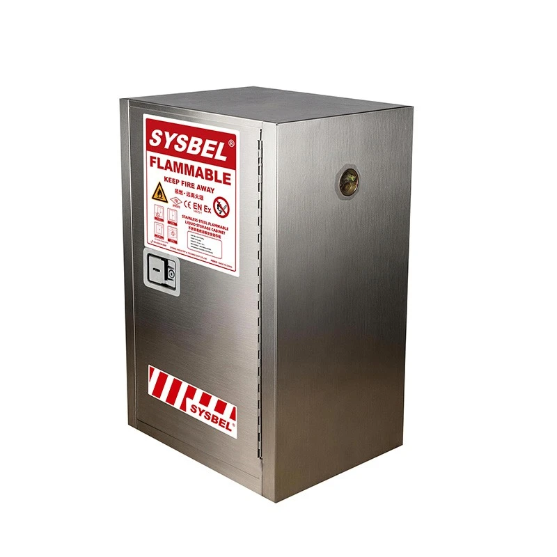 Stainless Steel Flammable Liquid Storage Cabinet 12 Gal | WA810120Gy | SYSBEL factory